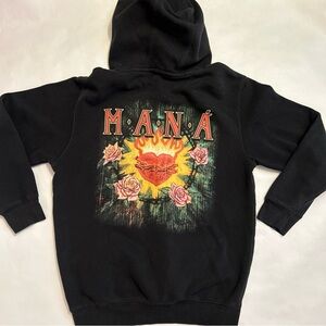 Maná band graphic hoodie Pullover Black Long Sleeve Size Medium Adult Unisex